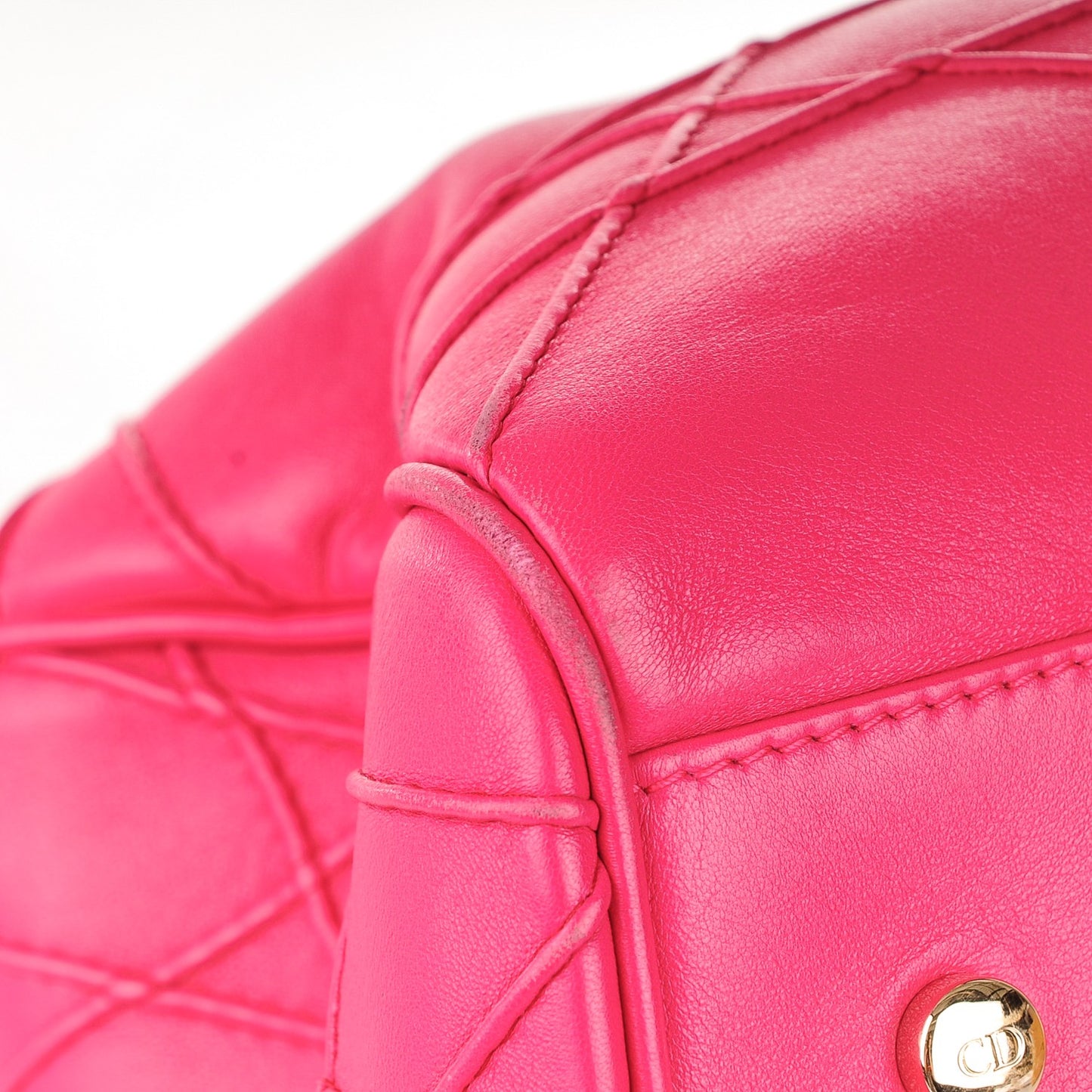 Lambskin Cannage Granville Polochon Fuchsia