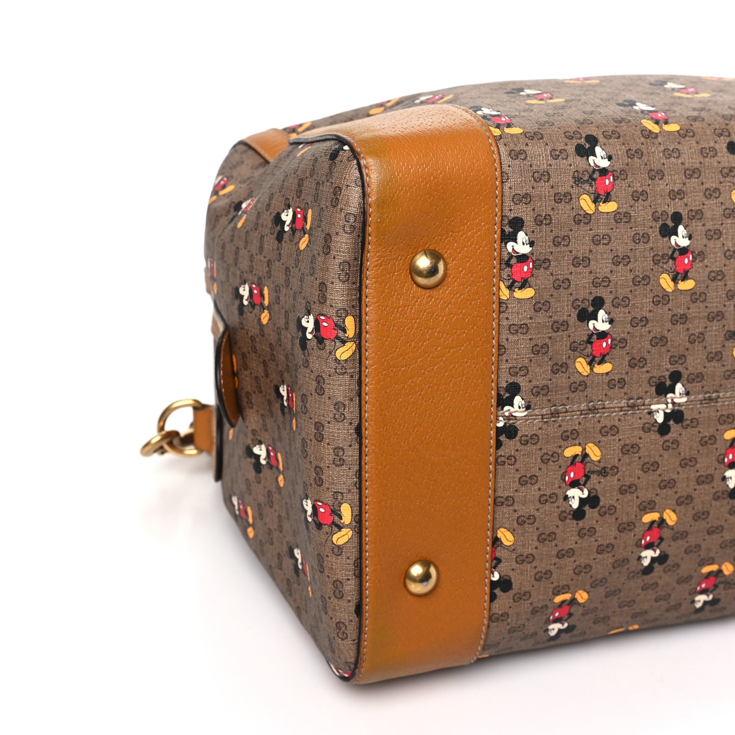 X DISNEY Mini Vintage GG Supreme Monogram Mickey Mouse Medium Carry-On Duffle Bag Beige Vintage Sun Oil