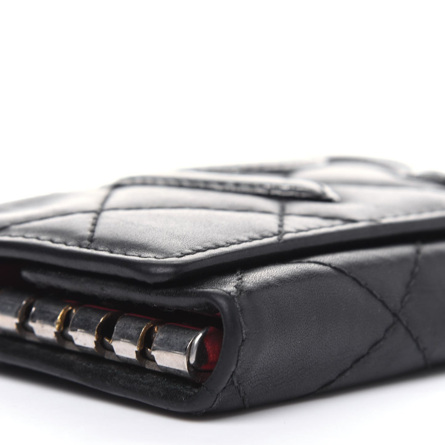 Calfskin Quilted Cambon 6 Key Holder Black