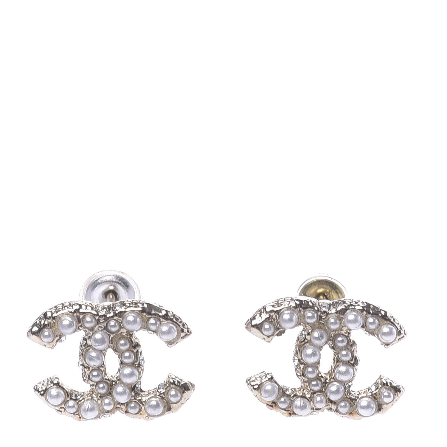 Chanel Pearl Crystal CC Earrings Gold 1 of 5