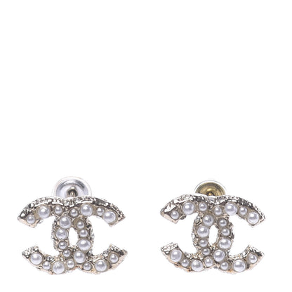 Chanel Pearl Crystal CC Earrings Gold 1 of 5