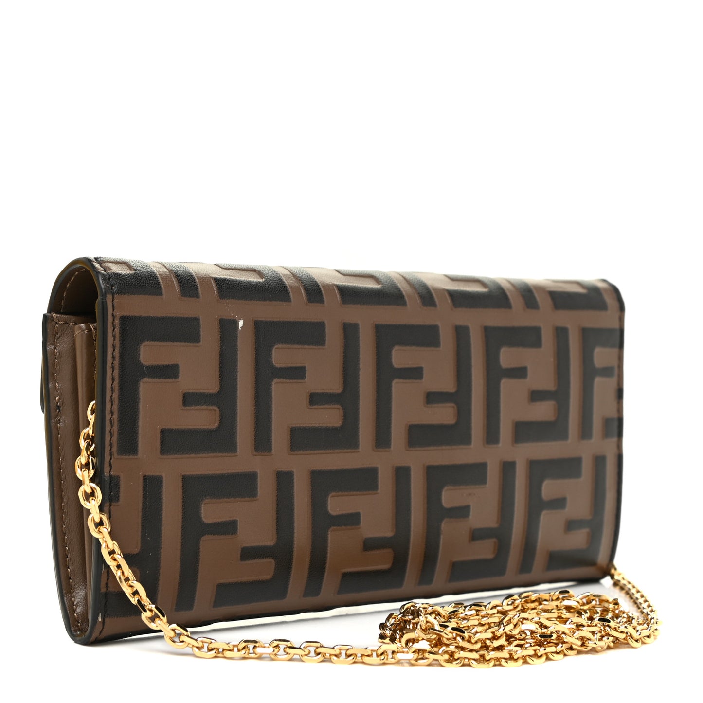 Vitello Soft F is Fendi Bi-Color FF 1974 Embossed Continental Envelope Wallet On Chain Maya Black