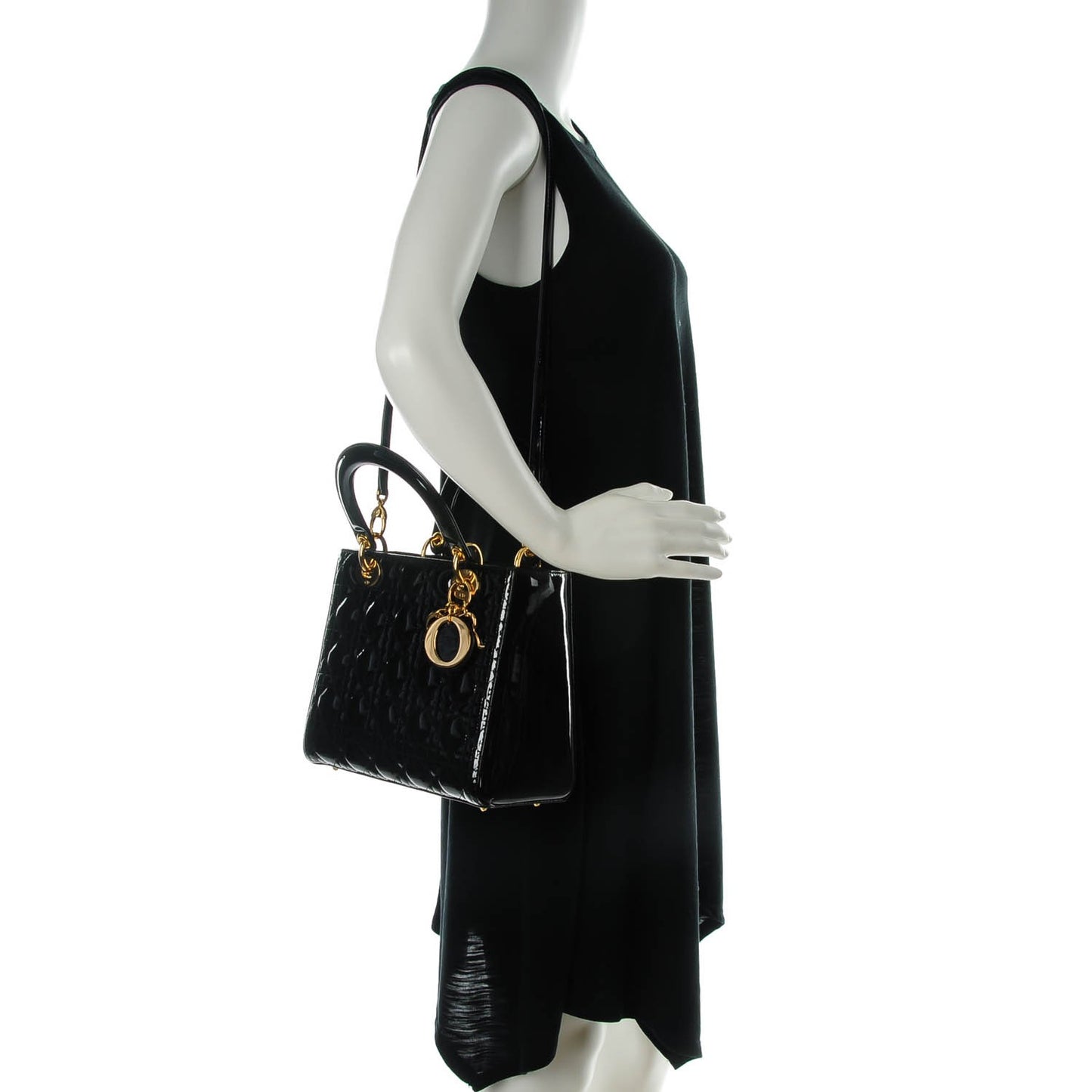 Patent Cannage Medium Lady Dior Black