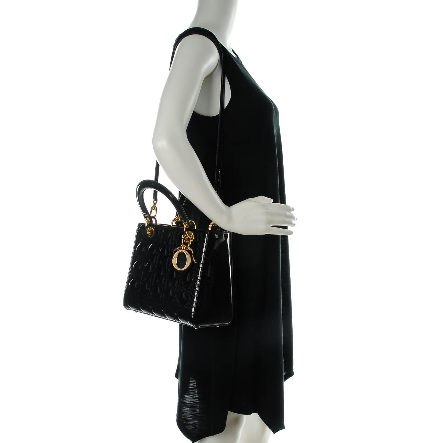 Christian Dior Patent Cannage Medium Lady Dior Black 2 of 7