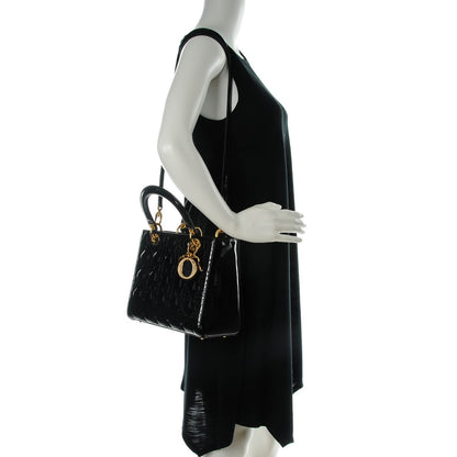 Christian Dior Patent Cannage Medium Lady Dior Black 2 of 7
