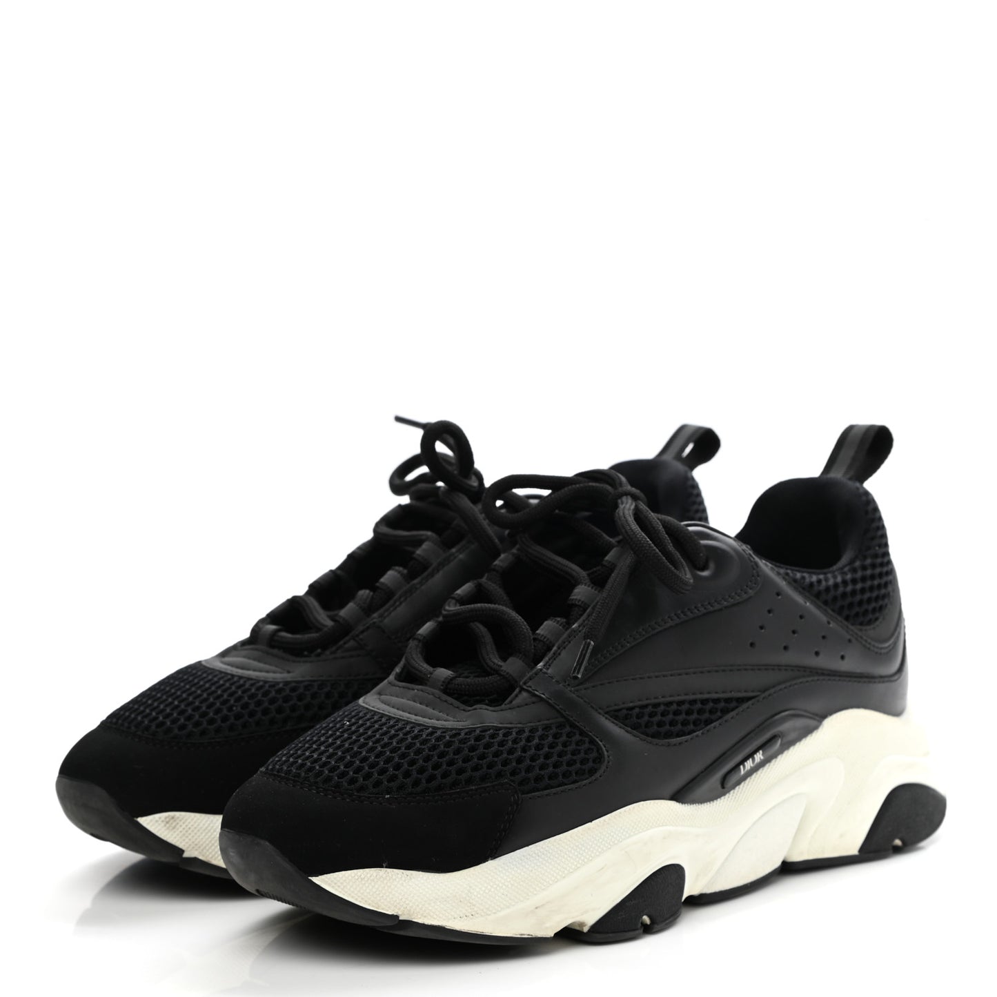 Technical Mesh Calfskin Mens B22 Sneakers 41 Black