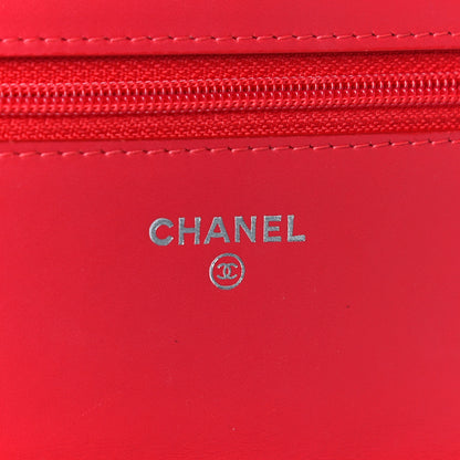 Chanel Patent Quilted Wallet On Chain WOC Red 6 of 17