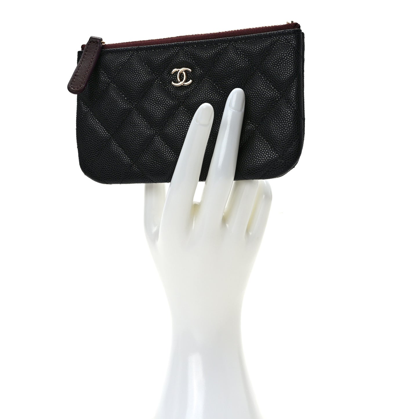 Caviar Quilted Small Cosmetic Case Black