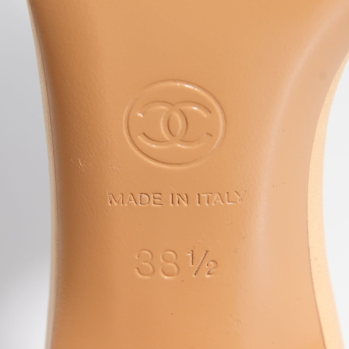 Lambskin CC Bow Mules 38.5 Beige Clair