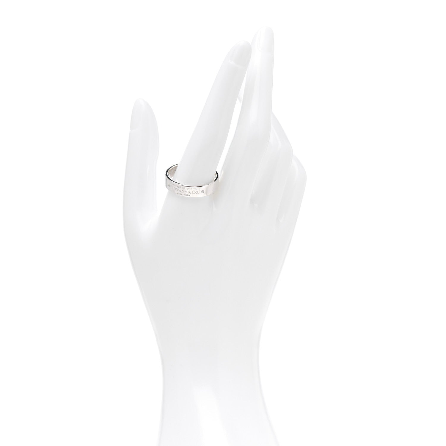 Tiffany Sterling Silver Diamond Return to Tiffany Narrow Ring 67 12 2 of 4