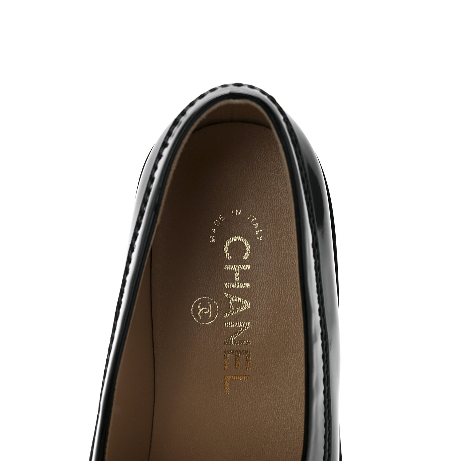 Chanel Shiny Calfskin Logo Loafers 40 Black 7 of 8