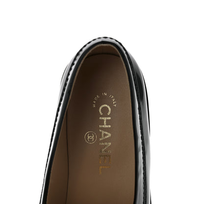 Chanel Shiny Calfskin Logo Loafers 40 Black 7 of 8