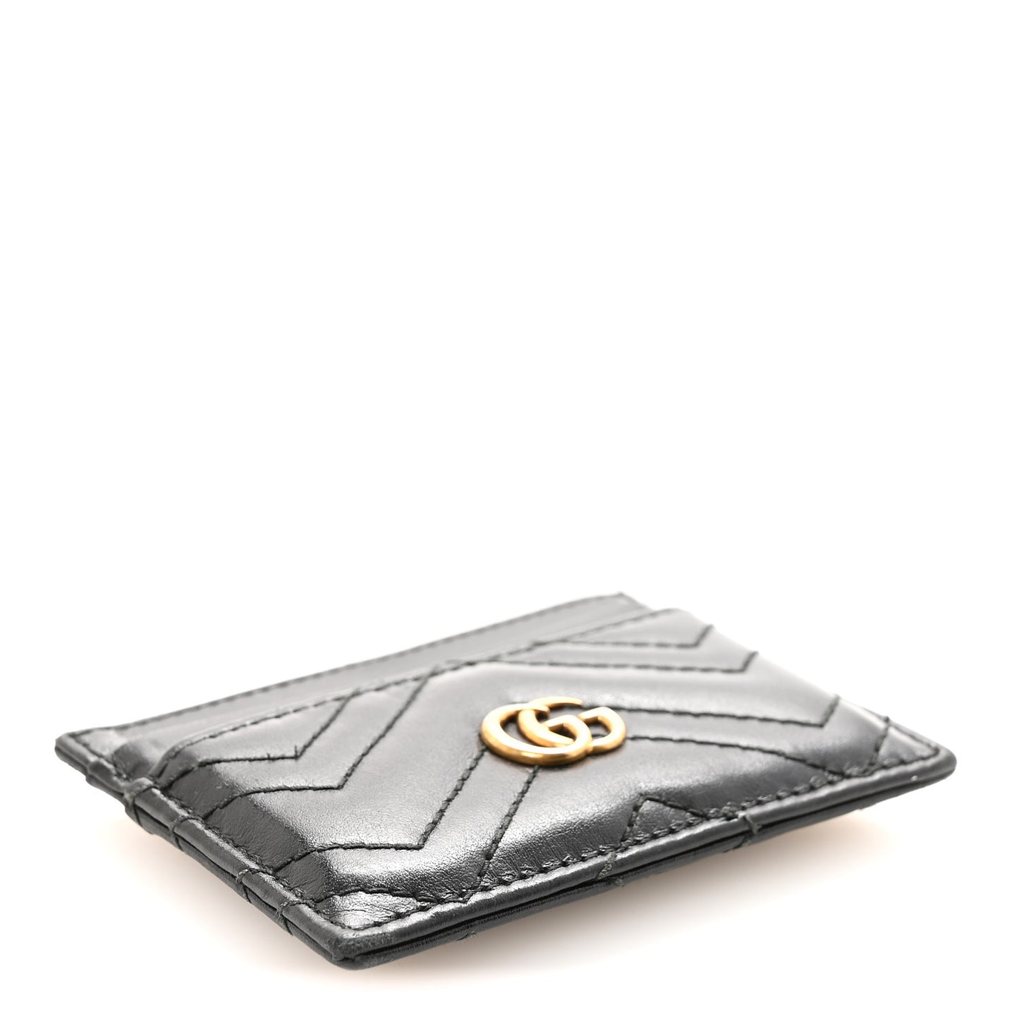 Calfskin Matelasse GG Marmont Card Holder Black