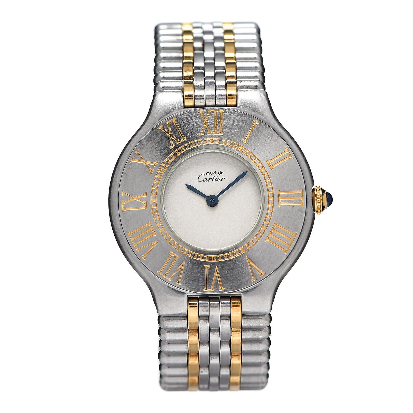 Stainless Steel 18K Yellow Gold 31mm Must De 21 Bullet Link Quartz Watch