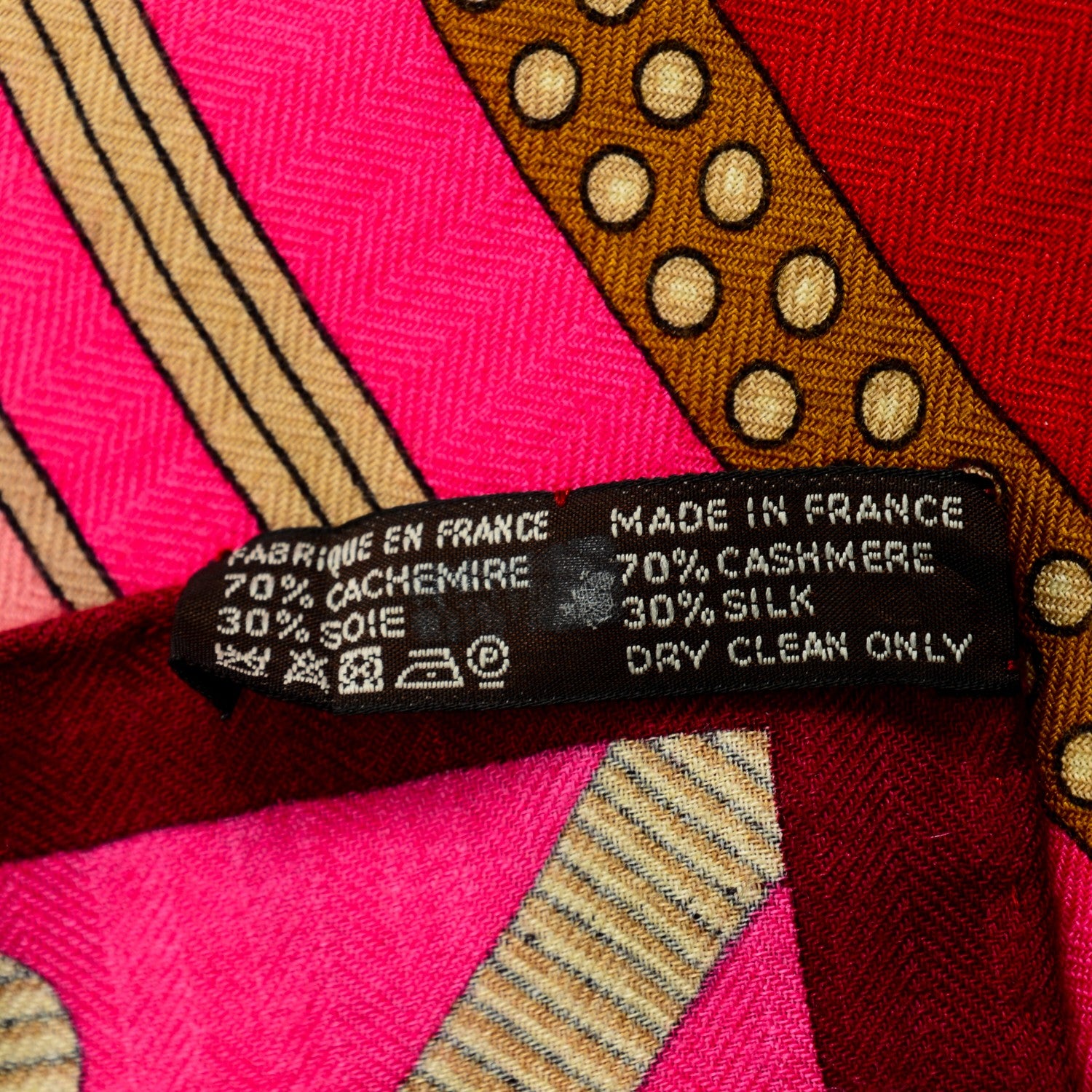 Hermes Cashmere Silk Balade En Berline Shawl 140 Fuchsia Orange Rose Pâle 5 of 5