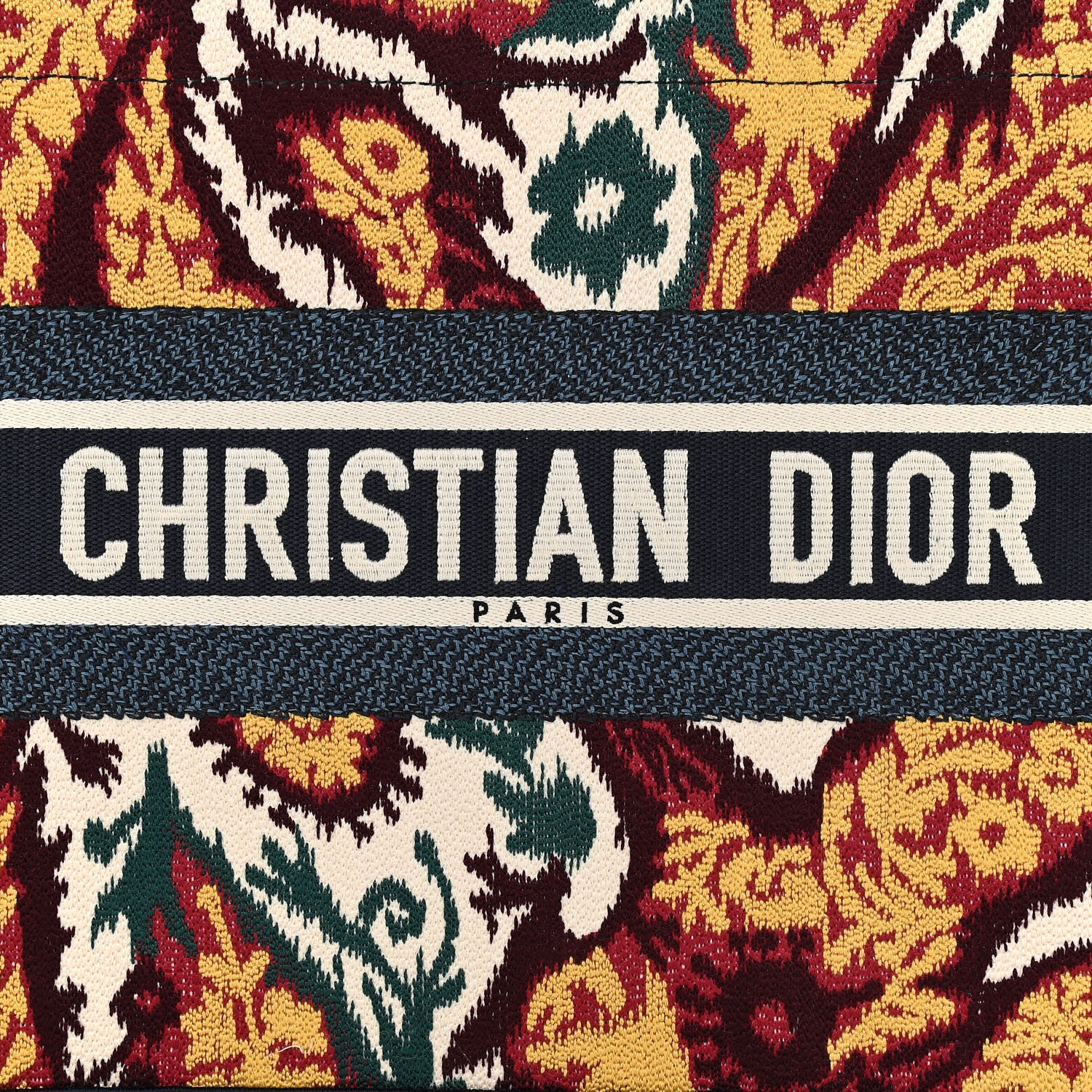Christian Dior Canvas Embroidered Paisley Medium Book Tote Blue Multicolor 8 of 10
