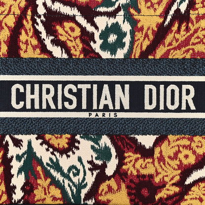 Christian Dior Canvas Embroidered Paisley Medium Book Tote Blue Multicolor 8 of 10
