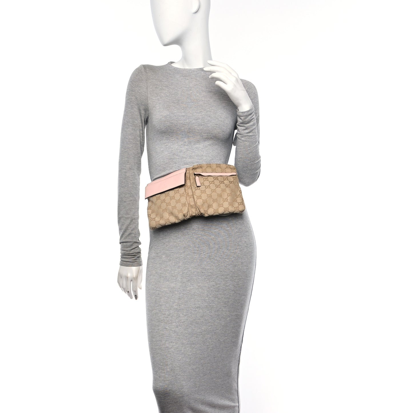 GG Monogram Web Double Pocket Belt Bag Pink
