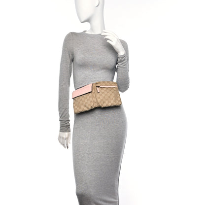 Gucci GG Monogram Web Double Pocket Belt Bag Pink 2 of 16