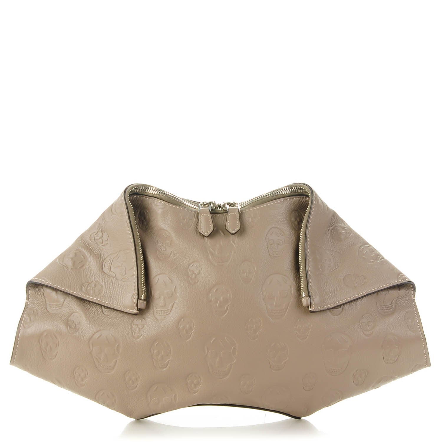 Alexander McQueen Calfskin Skull Embossed De Manta Clutch Natural Brown 1 of 7