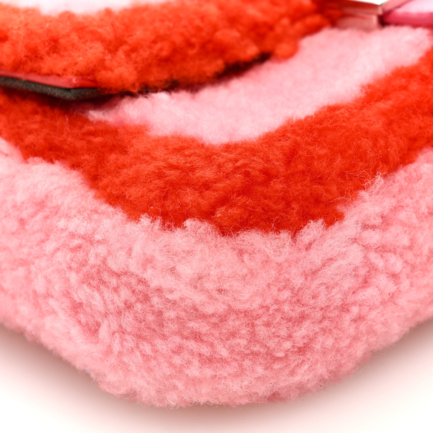 Fendi Shearling Shiny Nappa Micro Baguette Bubblegum Rosso 7 of 8