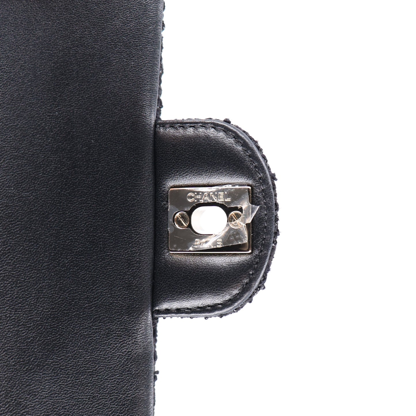 Tweed Quilted Medium Retro Twist Top Handle Flap  Black