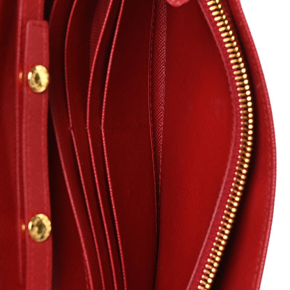 Prada Saffiano Metal Oro Chain Wallet Fuoco 4 of 11