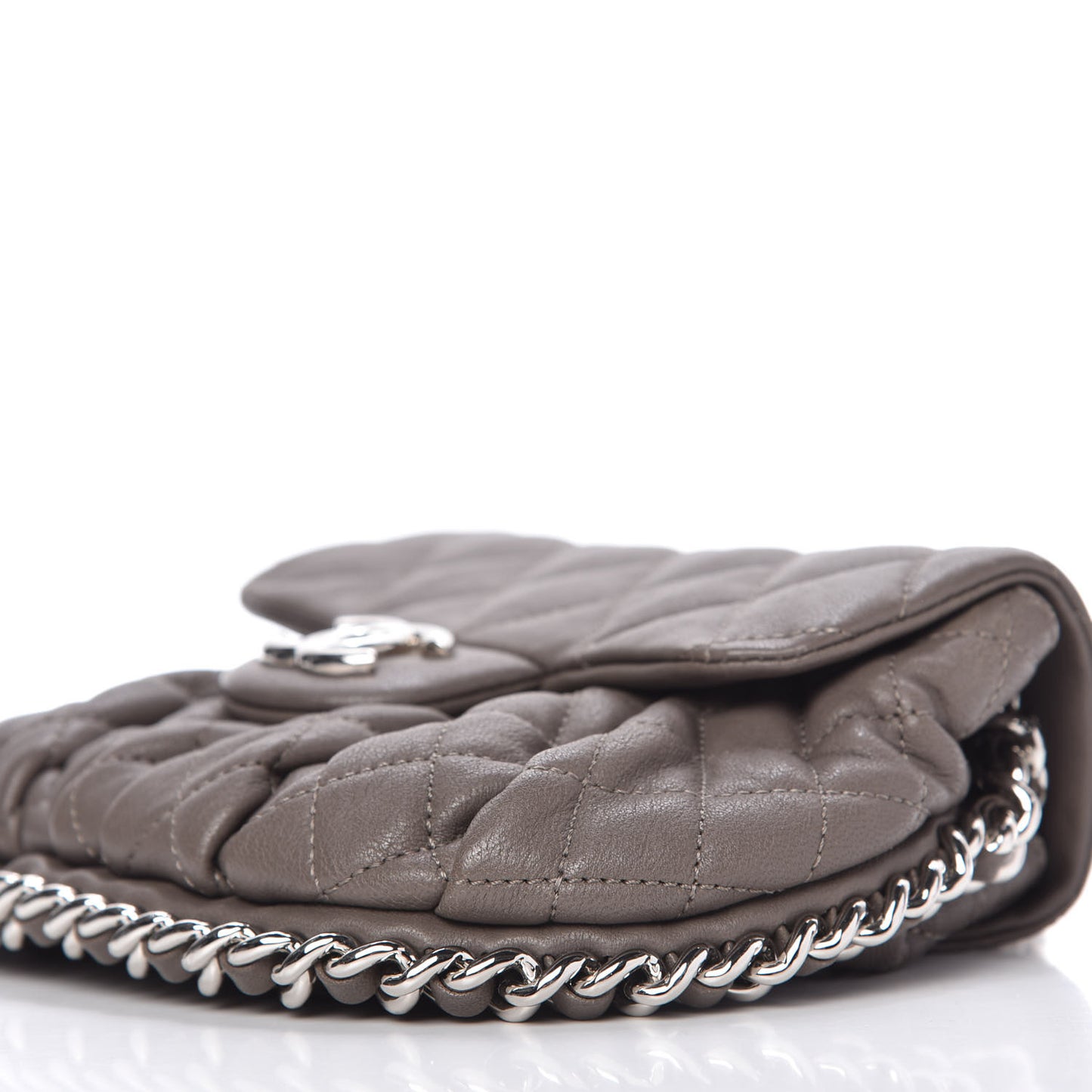 Washed Lambskin Quilted Mini Chain Around Flap Taupe