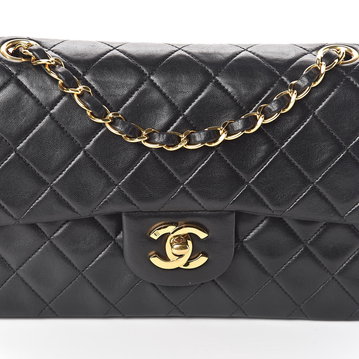 Lambskin Quilted Small Double Flap Black