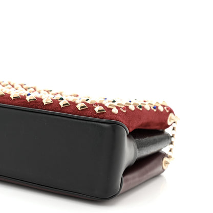 Christian Louboutin Suede Calfskin Spikes Large Triloubi Shoulder Bag Black Multicolor 9 of 9