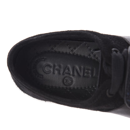 Chanel Suede Calfskin Tweed Womens Slip On Sneakers 36 Black Navy Silver 7 of 9