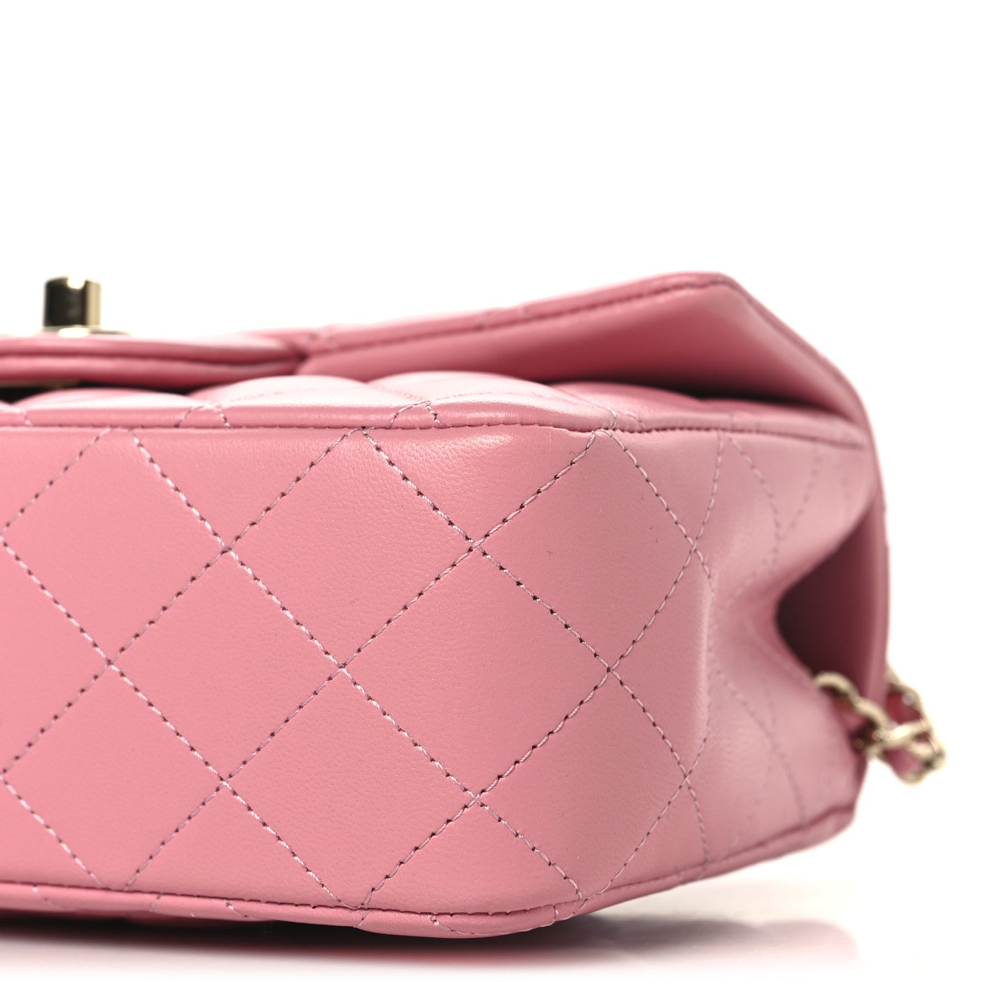 Lambskin Quilted Mini Top Handle Rectangular Flap Pink