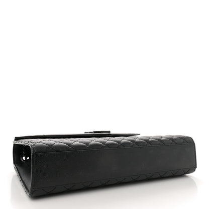Saint Laurent Grain De Poudre Textured Mixed Matelasse Large Triquilt Monogram Monochrome Satchel Black 4 of 14