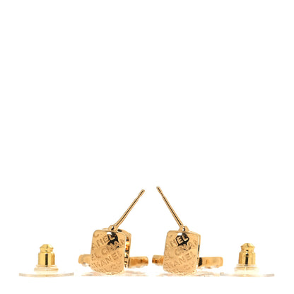 Chanel Metal Crystal CC Logo Hoop Drop Earrings Gold 3 of 5