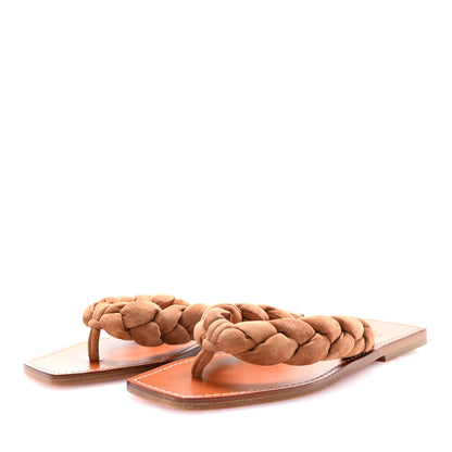 Christian Louboutin Veau Velours Braided Briotonga Flat Sandals 39.5 Biscotto 4 of 9