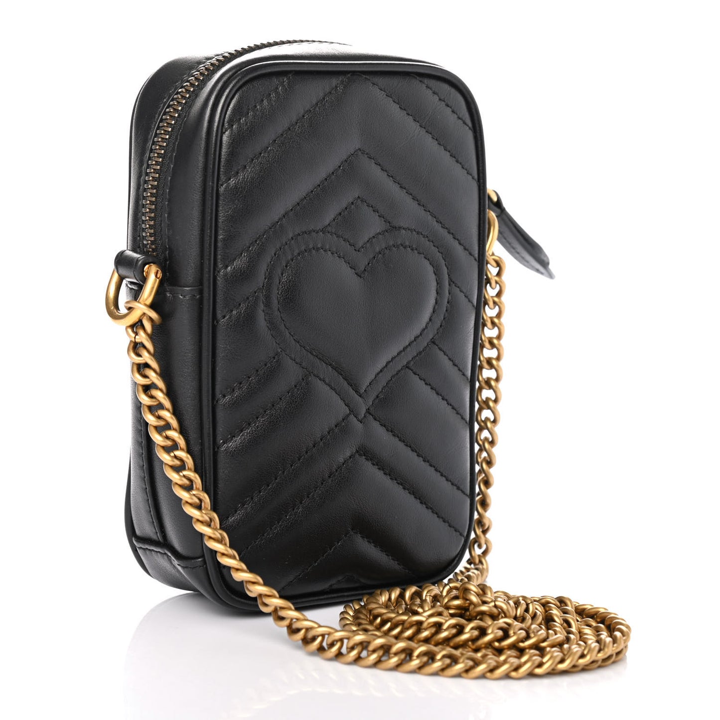 Calfskin Matelasse Mini GG Marmont Crossbody Bag Black