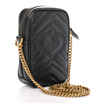 Gucci Calfskin Matelasse Mini GG Marmont Crossbody Bag Black 2 of 4
