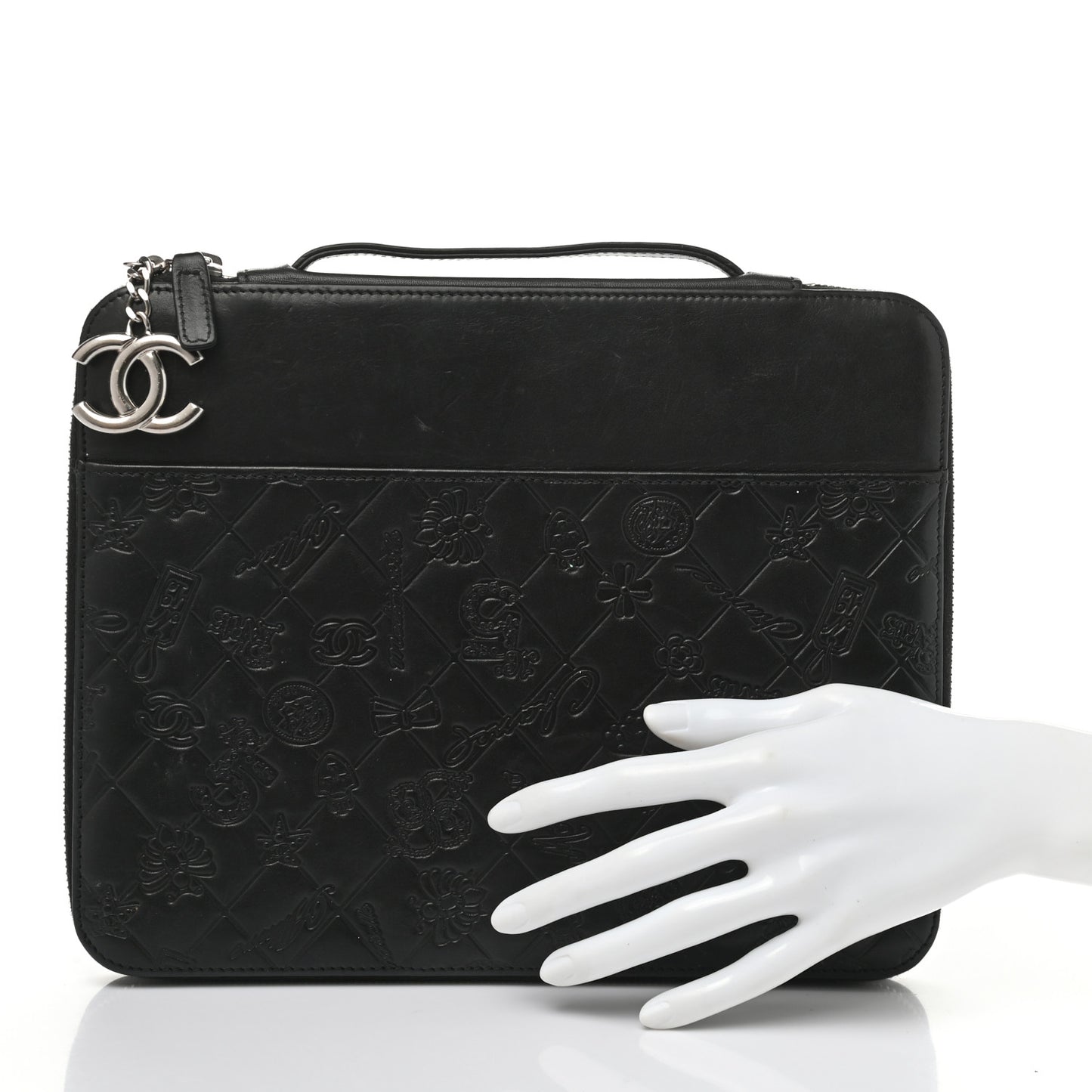 Calfskin Embossed Lucky Symbols iPad Case Black