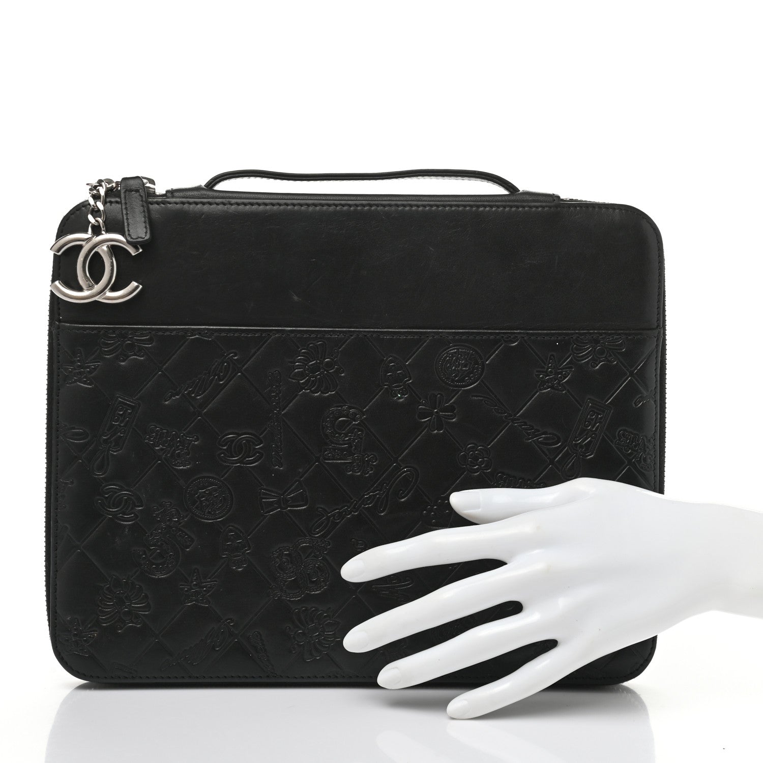 Chanel Calfskin Embossed Lucky Symbols iPad Case Black 2 of 7