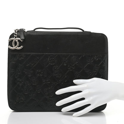 Chanel Calfskin Embossed Lucky Symbols iPad Case Black 2 of 7