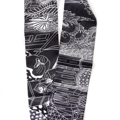 Hermes Silk Animapolis Twilly Black White 3 of 4