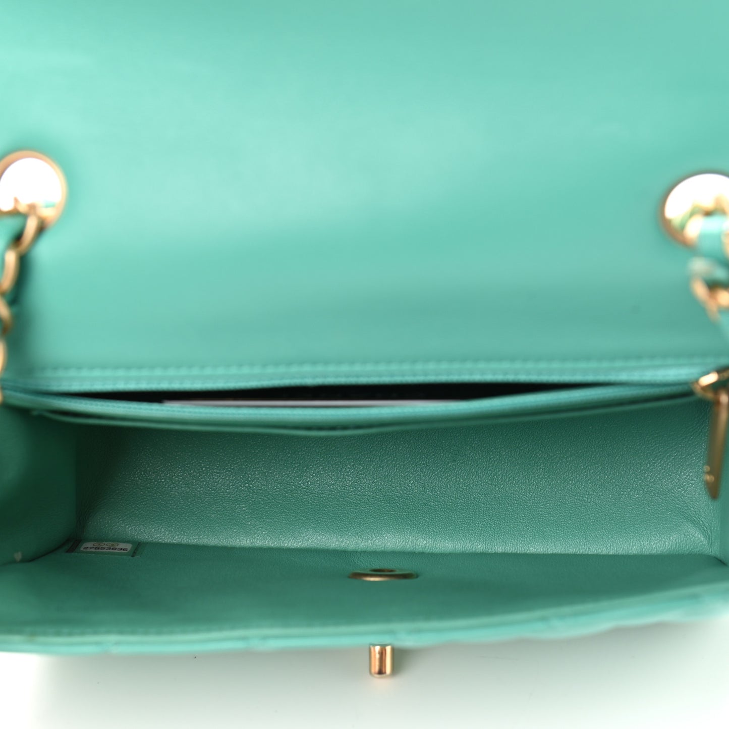 Lambskin Quilted Mini Rectangular Flap Turquoise