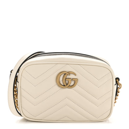 Gucci Calfskin Matelasse Mini GG Marmont Chain Shoulder Bag White 1 of 12