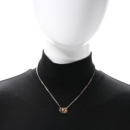 Cartier 18K White Pink Gold Diamond Three Ring LOVE Pendant Necklace 2 of 4