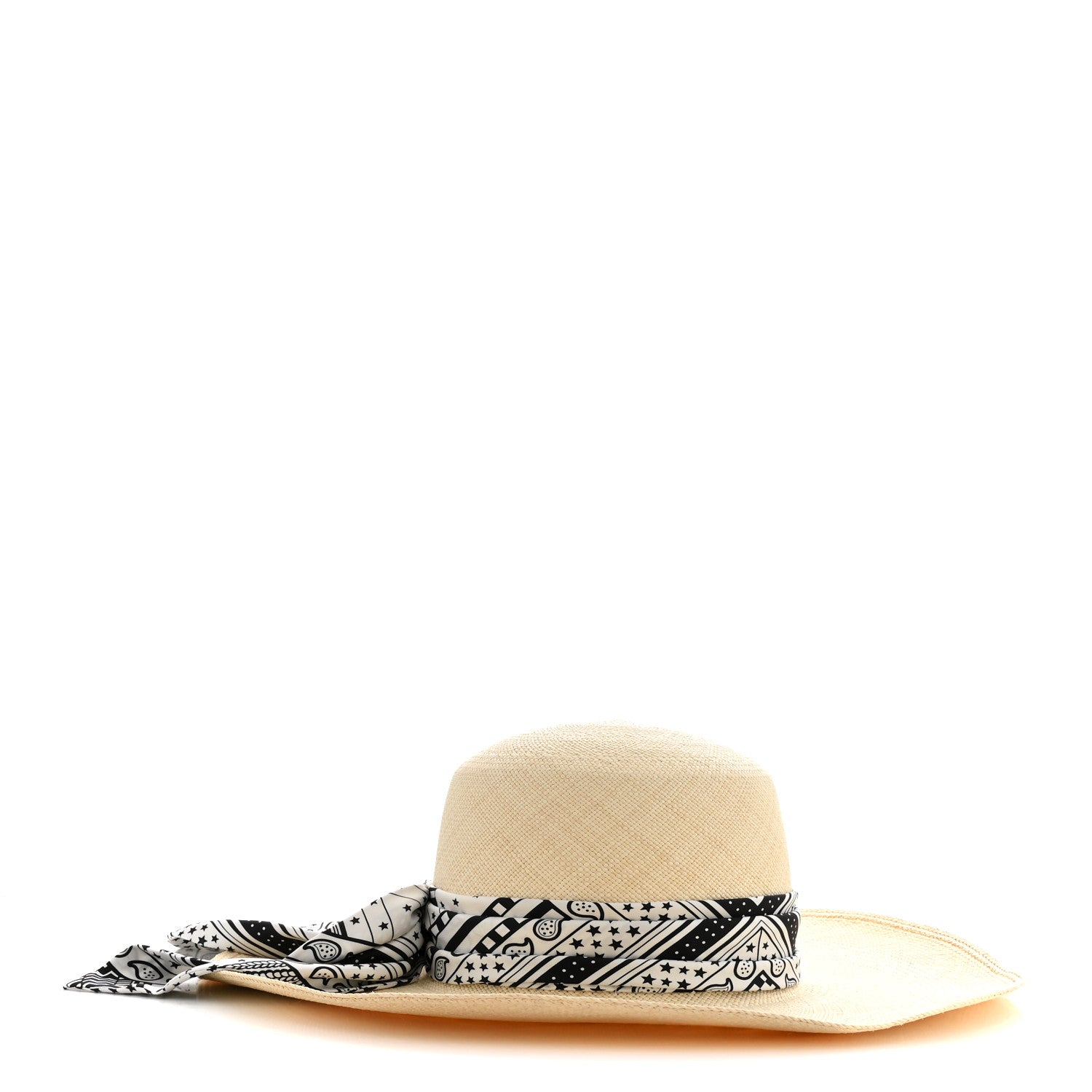 Hermes Straw Sangles En ZigZag Ingrid Panama Hat 57 Naturel Black 5 of 9