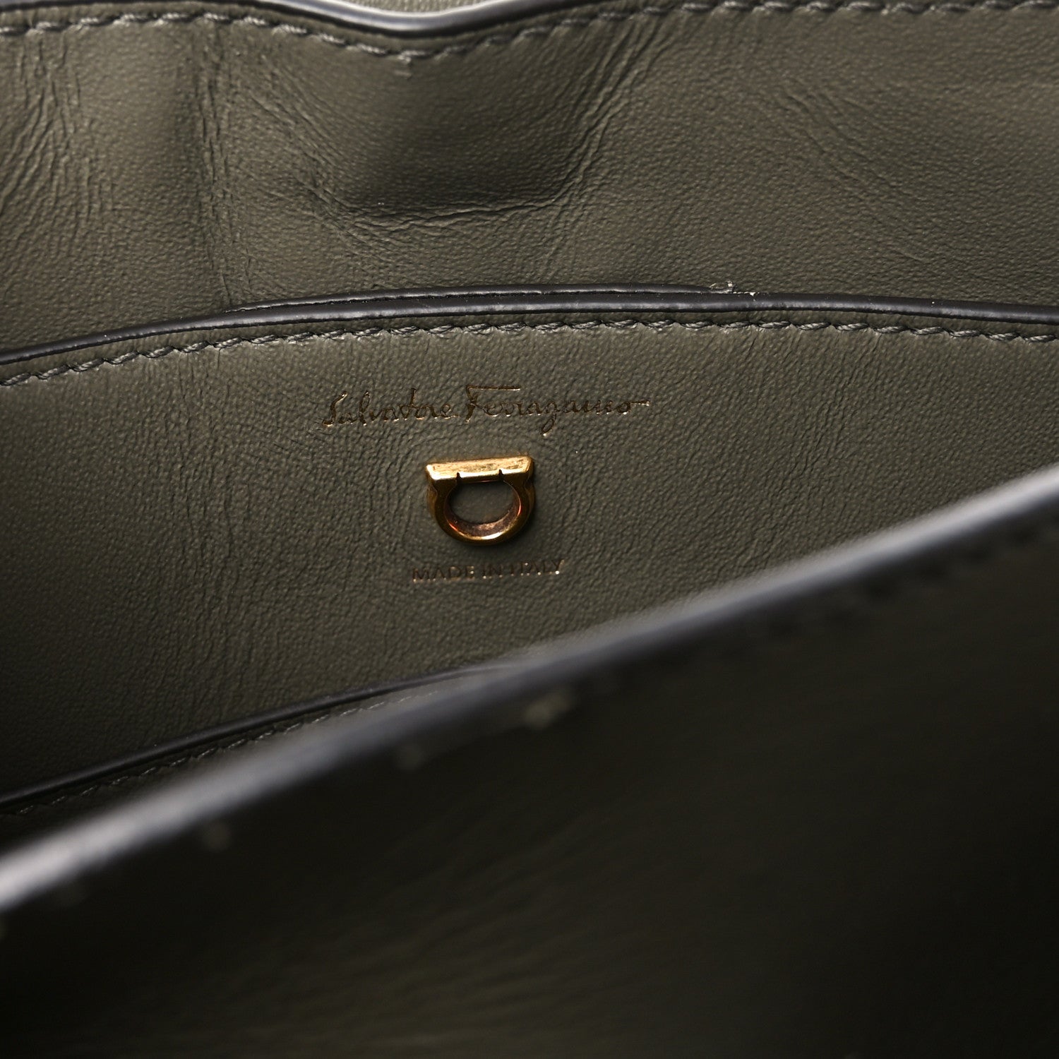 Salvatore Ferragamo Calfskin Small Margot Top Handle Satchel Verde Olivo 6 of 9