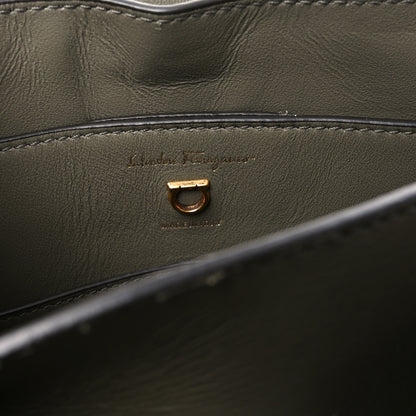Salvatore Ferragamo Calfskin Small Margot Top Handle Satchel Verde Olivo 6 of 9