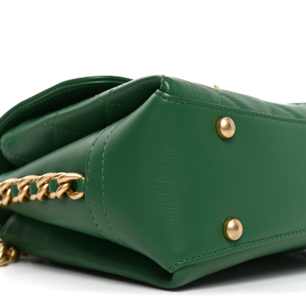 Calfskin Quilted Flap Green