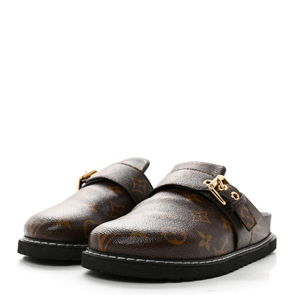 Louis Vuitton Patent Monogram Womens Cosy Flat Comfort Clog Mules 35 Brown 3 of 9
