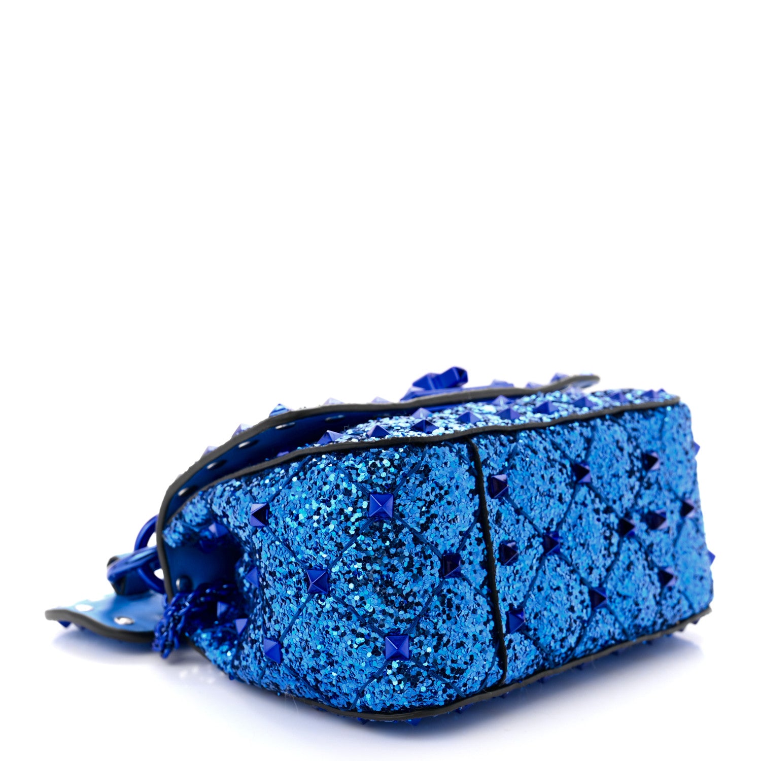 Valentino Garavani Glitter Micro Rockstud Spike Shoulder Bag Electric Blue 4 of 11